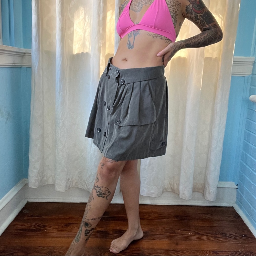 tini lili collared charcoal grey mini skirt contemporary size medium